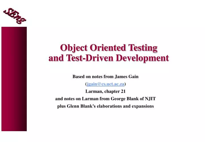 object oriented testing and test driven development
