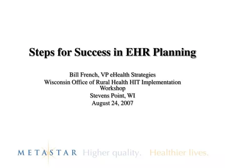 steps for success in ehr planning