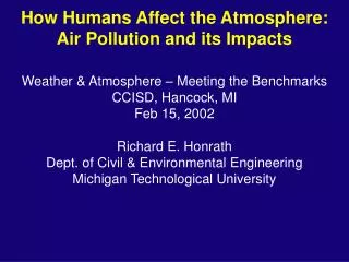 How Humans Affect the Atmosphere: Air Pollution and its Impacts