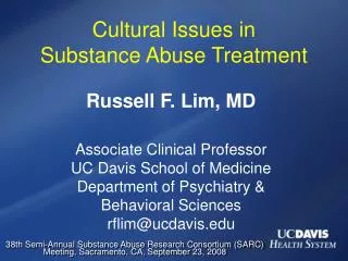 Cultural Issues in Substance Abuse Treatment