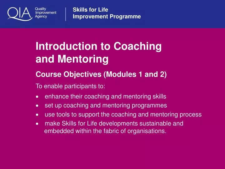 introduction to coaching and mentoring