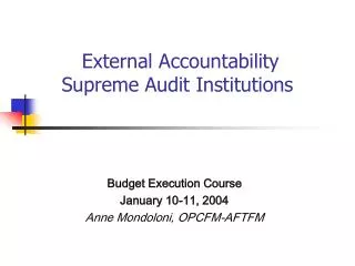 External Accountability Supreme Audit Institutions