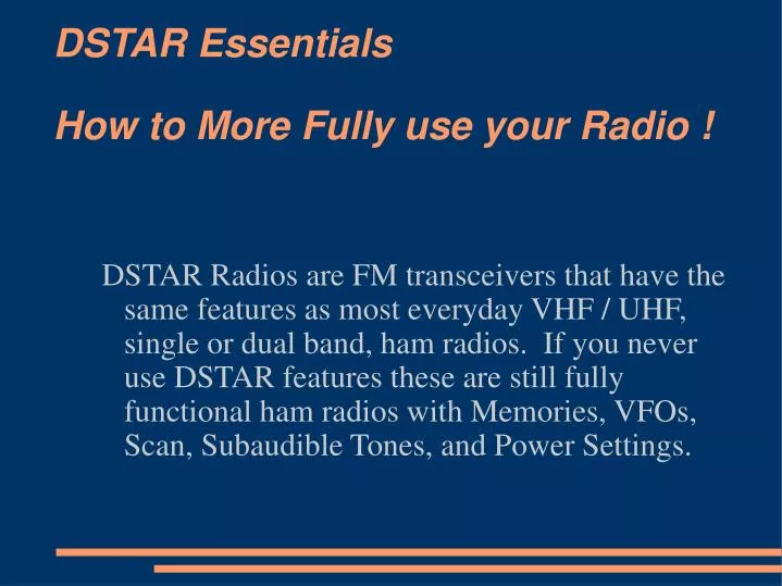 dstar essentials how to more fully use your radio
