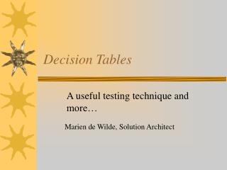 Decision Tables