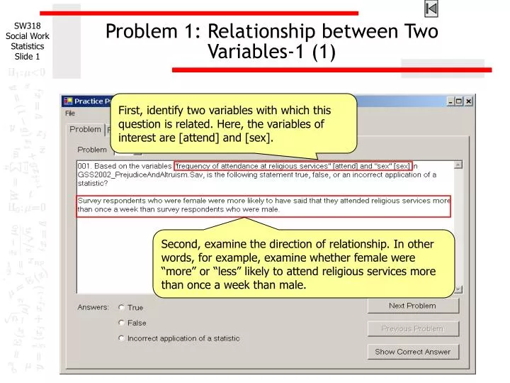 problem 1 relationship between two variables 1 1