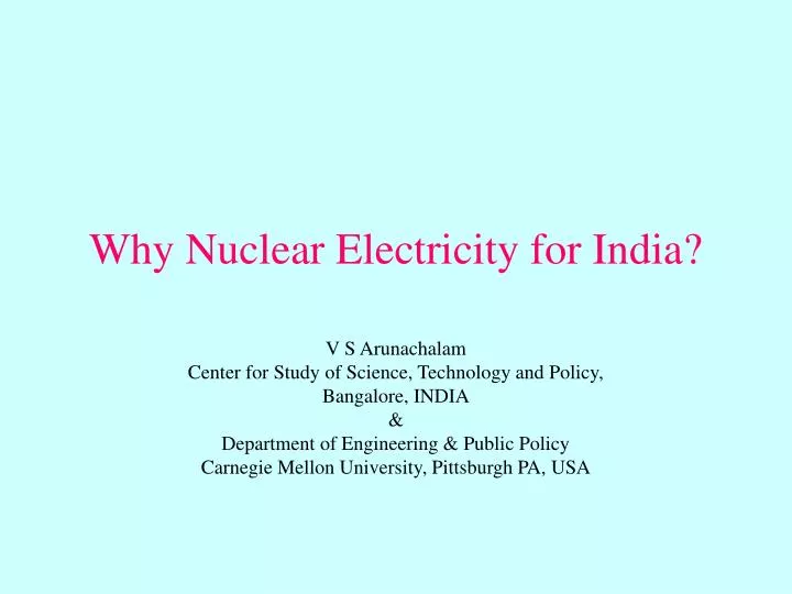 why nuclear electricity for india