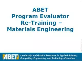 ABET Program Evaluator Re-Training – Materials Engineering