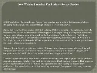 New Website Launched For Business Rescue Service