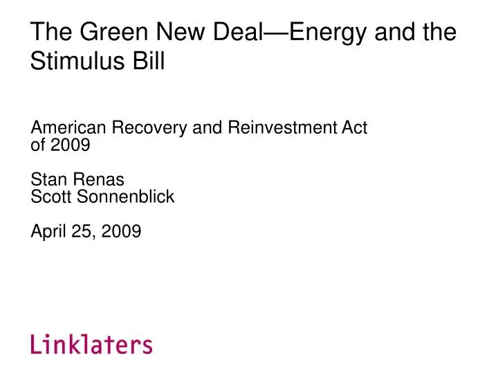 the green new deal energy and the stimulus bill