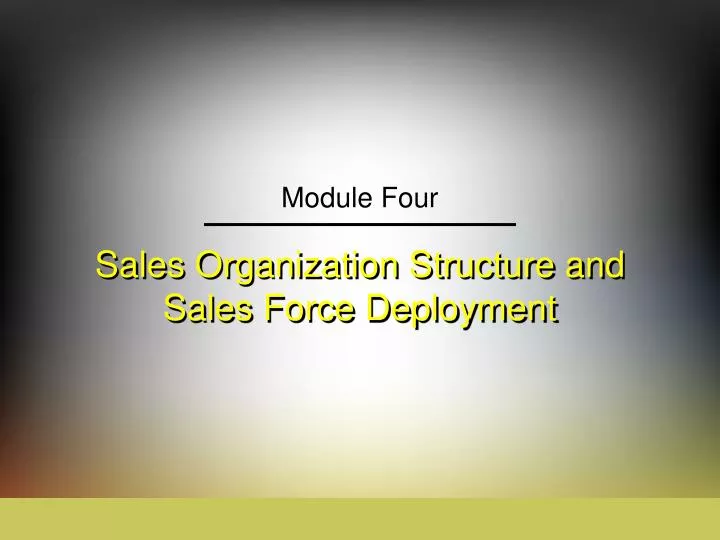 sales organization structure and sales force deployment