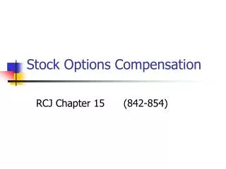 Stock Options Compensation