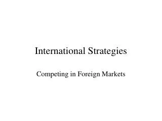 International Strategies