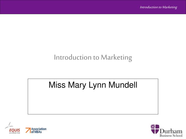 introduction to marketing