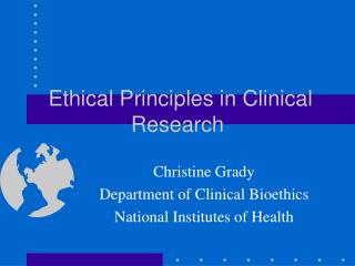 Ethical Principles in Clinical Research