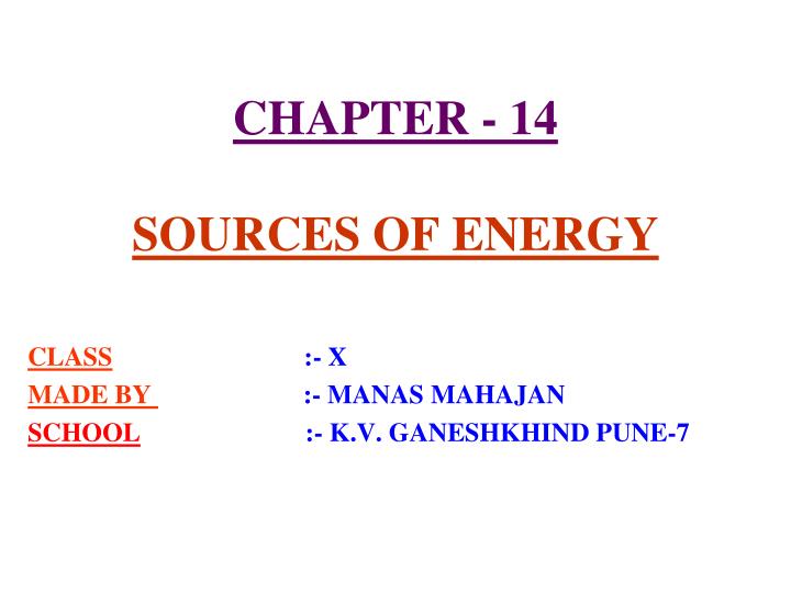 chapter 14 sources of energy
