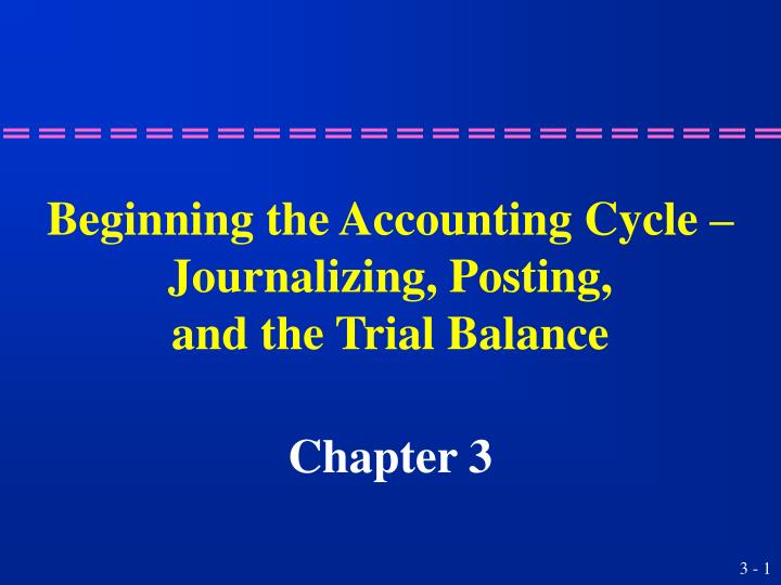 beginning the accounting cycle journalizing posting and the trial balance