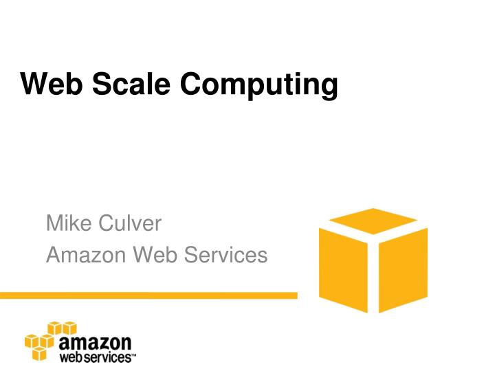 web scale computing