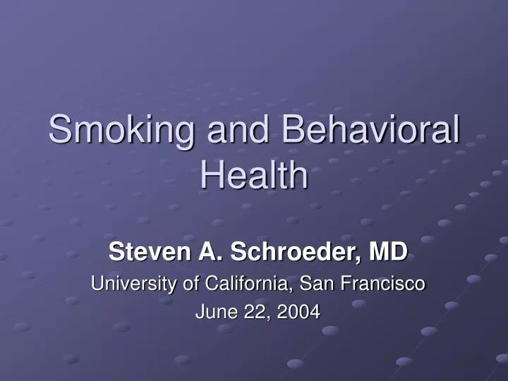smoking and behavioral health