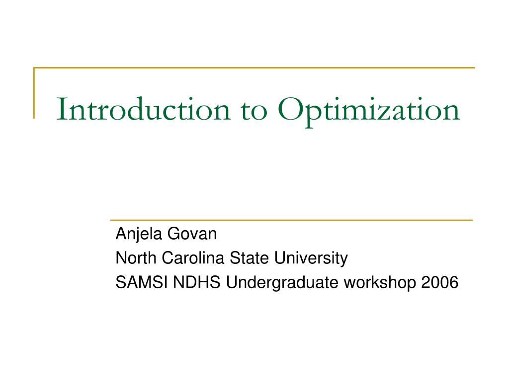 PPT - Introduction to Optimization PowerPoint Presentation, free ...