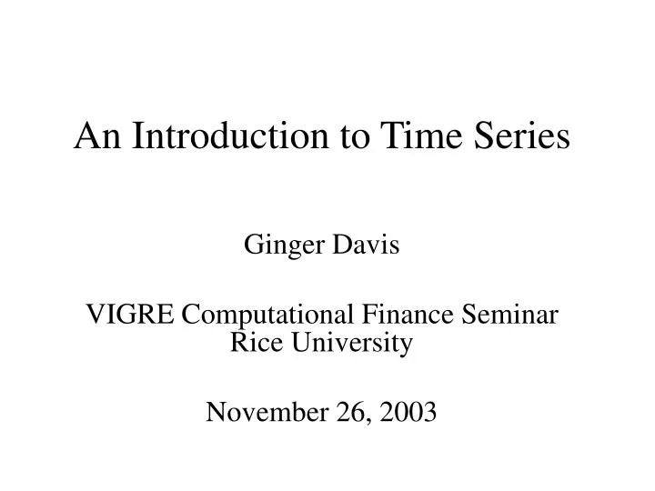 an introduction to time series