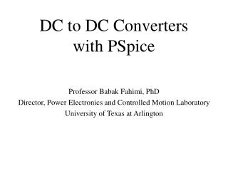 DC to DC Converters with PSpice