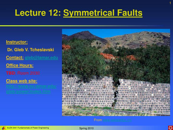 lecture 12 symmetrical faults
