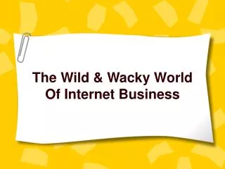 The Wild &amp; Wacky World Of Internet Business