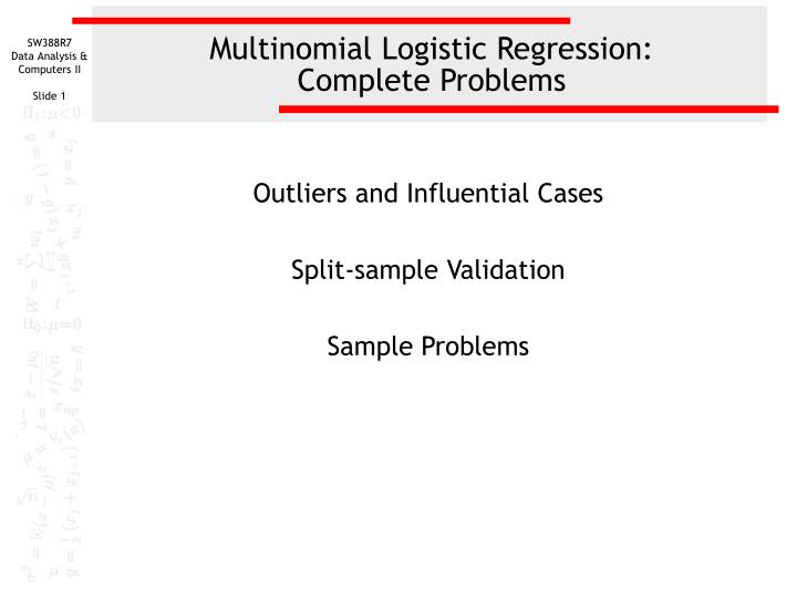 multinomial logistic regression complete problems
