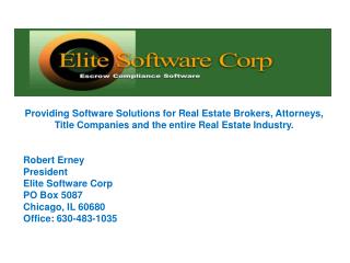 Providing Software Solutions for Real Estate Brokers, Attorneys, Title Companies and the entire Real Estate Industry. Ro
