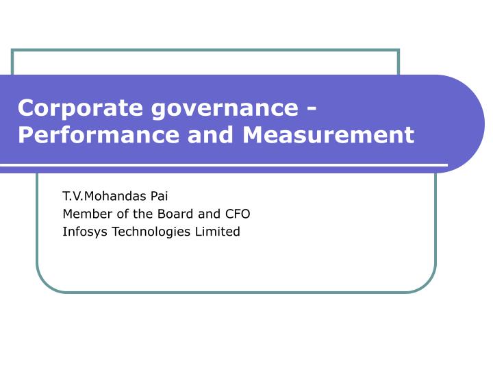 corporate governance performance and measurement