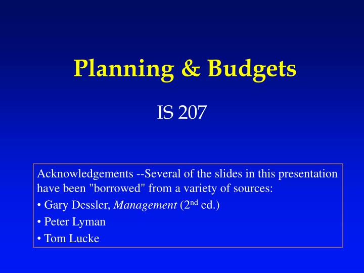 planning budgets