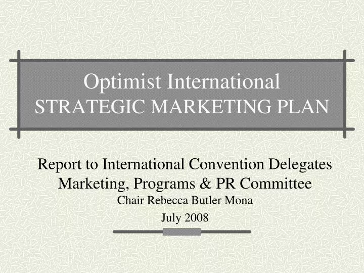 optimist international strategic marketing plan