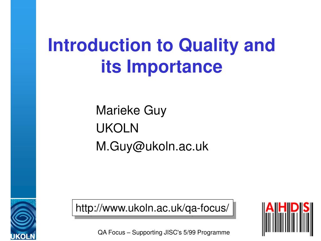 PPT - Introduction to Quality and its Importance PowerPoint ...