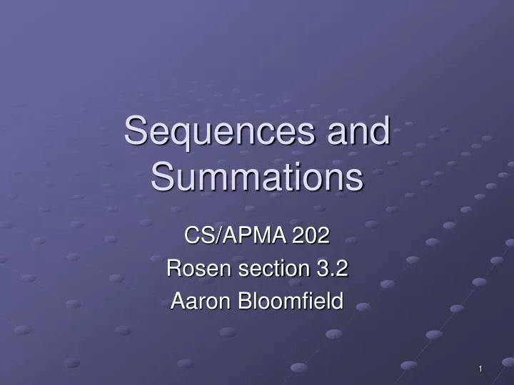 sequences and summations