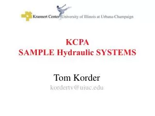 KCPA SAMPLE Hydraulic SYSTEMS