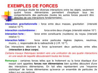 EXEMPLES DE FORCES
