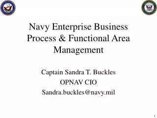 Navy Enterprise Business Process &amp; Functional Area Management