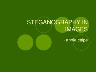 STEGANOGRAPHY IN IMAGES