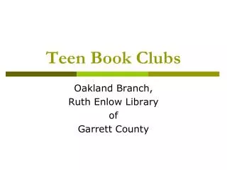 Teen Book Clubs