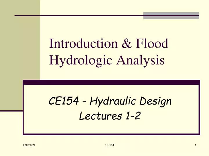 introduction flood hydrologic analysis