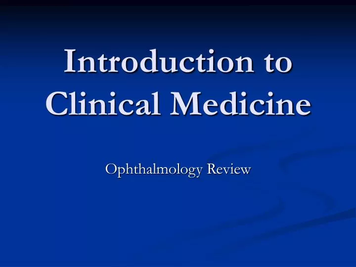 introduction to clinical medicine