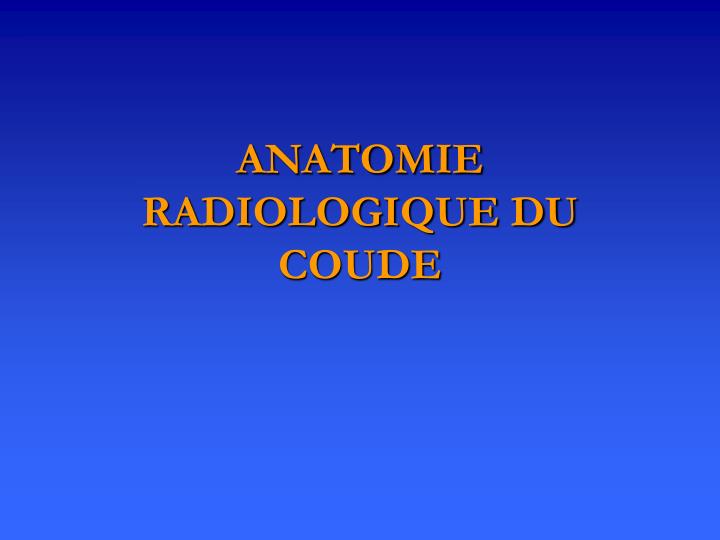 anatomie radiologique du coude