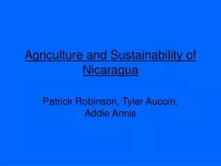 Agriculture and Sustainability of Nicaragua