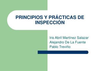 PRINCIPIOS Y PRÁCTICAS DE INSPECCIÓN