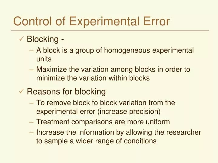 control of experimental error