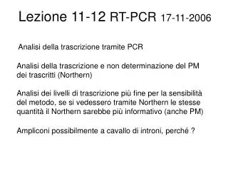 Lezione 11-12 RT-PCR 17-11-2006