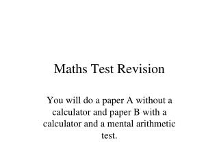 Maths Test Revision
