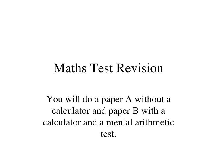 maths test revision