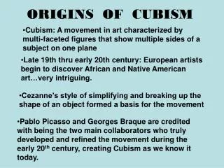 ORIGINS OF CUBISM