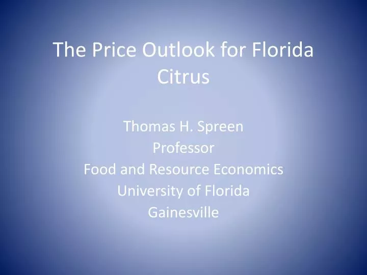 the price outlook for florida citrus
